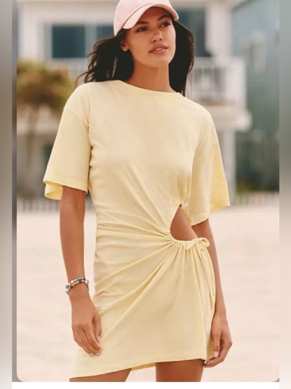 Anthropologie Celandine Short Sleeve Cut-out Mini Dress Yellow Medium